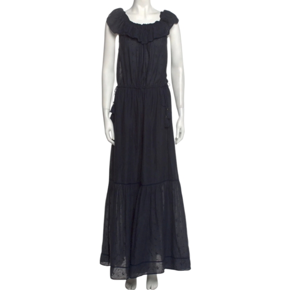 Ulla Johnson Peasant Slouchy Maxi Dress. Navy Blue. Size 0 - Picture 3 of 15